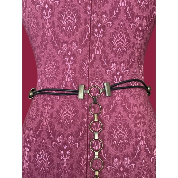 Vintage Wood Brass Concho Large Medallion Belt One Size Adjustable - Picture 2 of 7